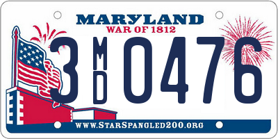 MD license plate 3MD0476