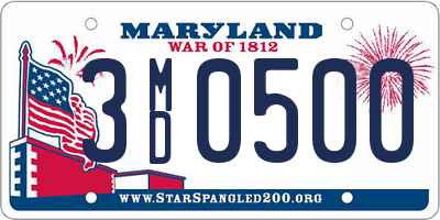 MD license plate 3MD0500