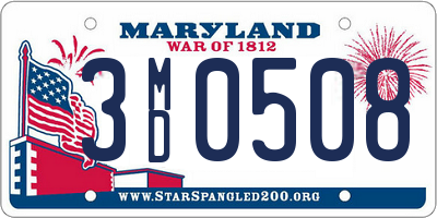 MD license plate 3MD0508