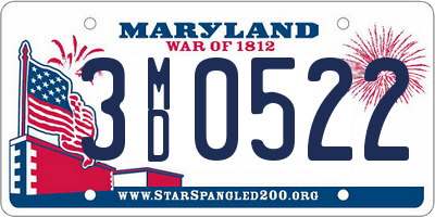 MD license plate 3MD0522