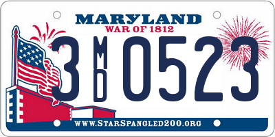 MD license plate 3MD0523