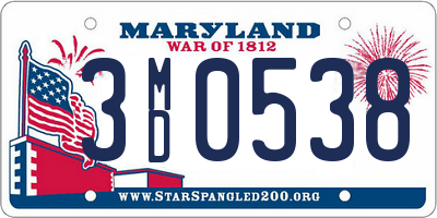 MD license plate 3MD0538