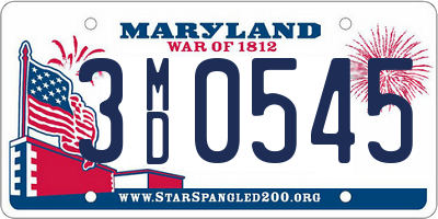 MD license plate 3MD0545