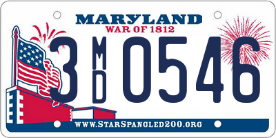MD license plate 3MD0546