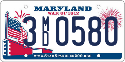 MD license plate 3MD0580