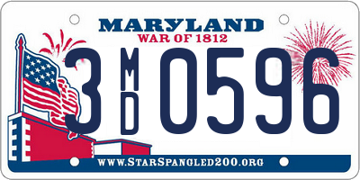 MD license plate 3MD0596