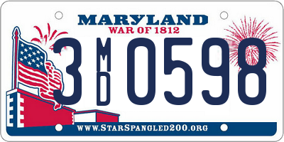 MD license plate 3MD0598