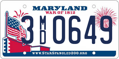 MD license plate 3MD0649