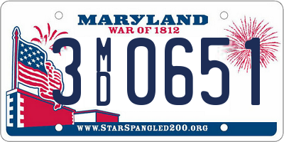 MD license plate 3MD0651