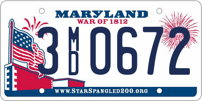 MD license plate 3MD0672