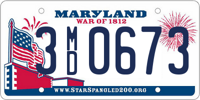 MD license plate 3MD0673