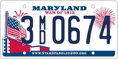 MD license plate 3MD0674