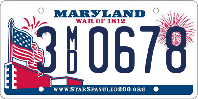 MD license plate 3MD0678