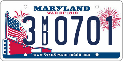 MD license plate 3MD0701