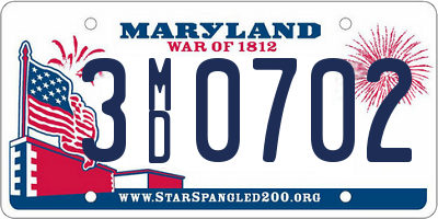 MD license plate 3MD0702