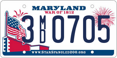 MD license plate 3MD0705