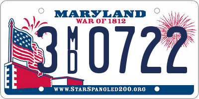 MD license plate 3MD0722