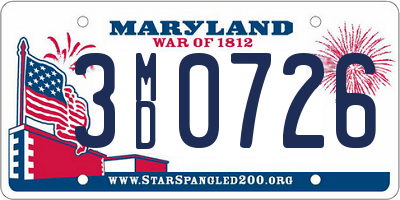 MD license plate 3MD0726