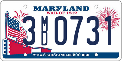 MD license plate 3MD0731