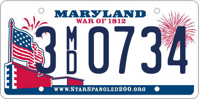 MD license plate 3MD0734