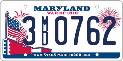 MD license plate 3MD0762