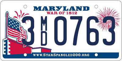 MD license plate 3MD0763