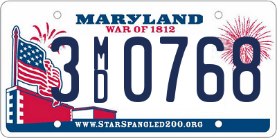 MD license plate 3MD0768