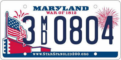 MD license plate 3MD0804