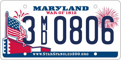 MD license plate 3MD0806