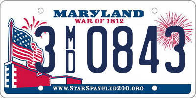 MD license plate 3MD0843