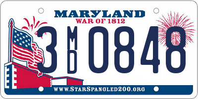 MD license plate 3MD0848