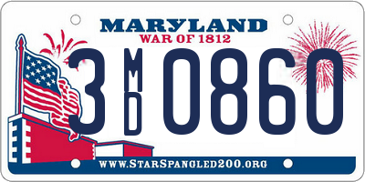 MD license plate 3MD0860
