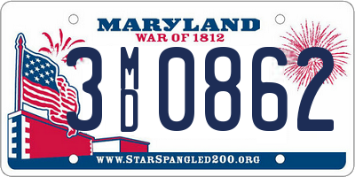 MD license plate 3MD0862