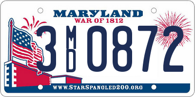 MD license plate 3MD0872