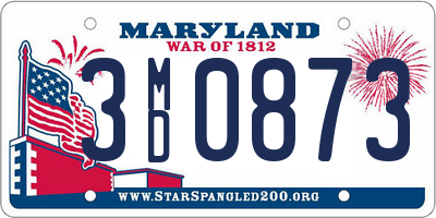 MD license plate 3MD0873