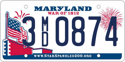 MD license plate 3MD0874