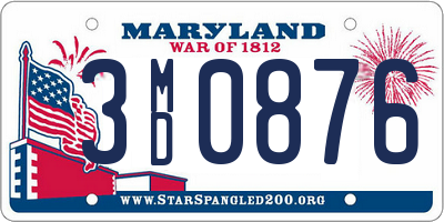 MD license plate 3MD0876