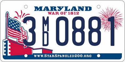MD license plate 3MD0881