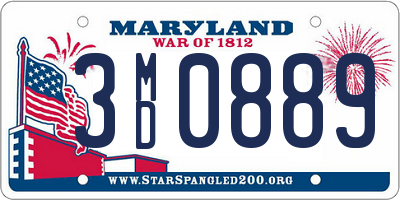 MD license plate 3MD0889