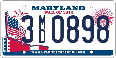 MD license plate 3MD0898