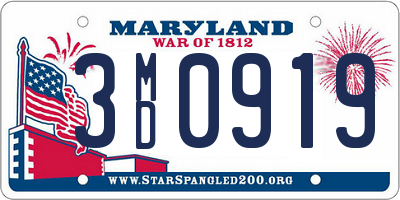 MD license plate 3MD0919