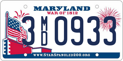 MD license plate 3MD0933