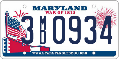 MD license plate 3MD0934