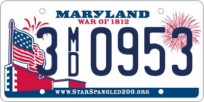 MD license plate 3MD0953