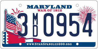 MD license plate 3MD0954
