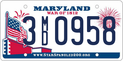 MD license plate 3MD0958