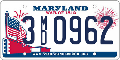 MD license plate 3MD0962