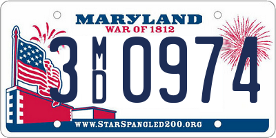 MD license plate 3MD0974