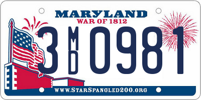 MD license plate 3MD0981