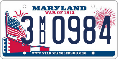 MD license plate 3MD0984